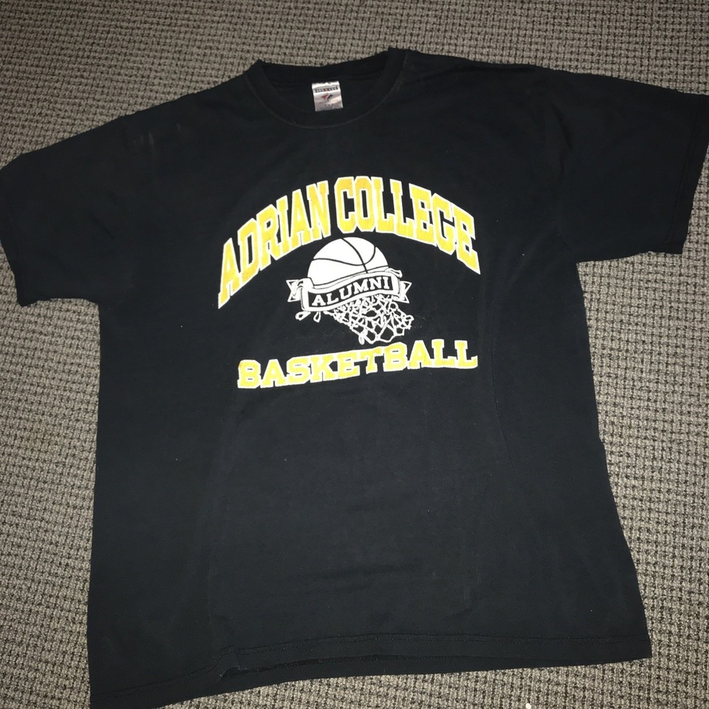 Adrian College Basketball Alumni Black Large T-Shirt Jerzees Vintage